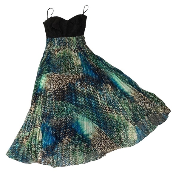 Laundry by Shelli Segal tropical watercolor leopard print crinkle maxi dress - Picture 2 of 16